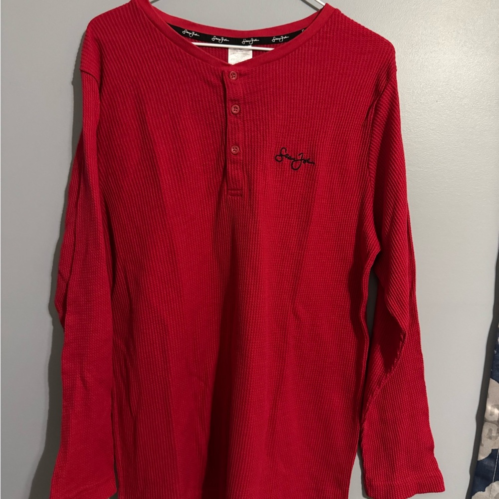 Sean John Vibrant Red Henley Shirt
